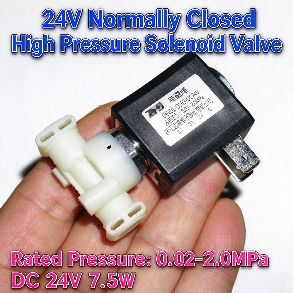 DEV01 DC 24V NC Direct Acting Solenoid Valve 0.02-2MPa 7.5W 2-Way Brass Air Water Gas Industrial Automation