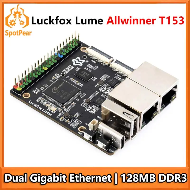 Luckfox Lume Allwinner T153 Linux Development Board 128MB DDR3 Dual Gigabit Ethernet Ports