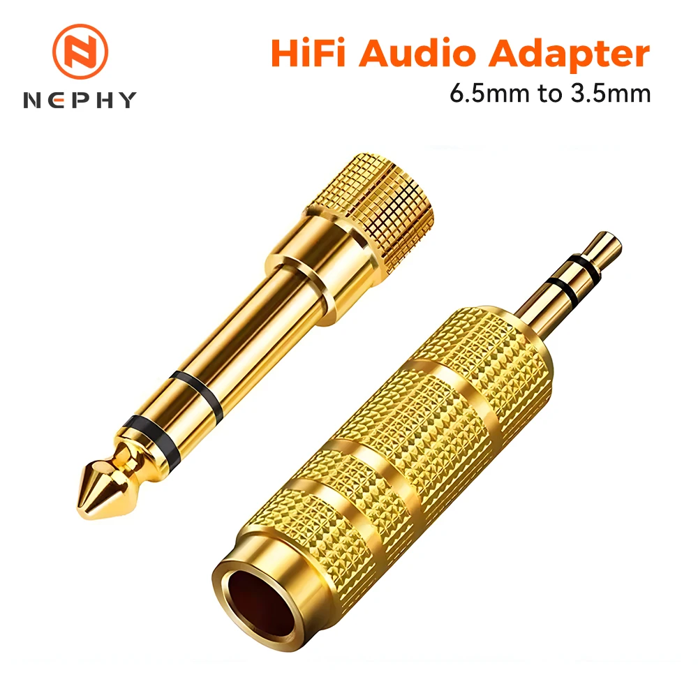 Gold Plated 6.5mm Female to 3.5mm Male Jack, 3.5mm Female to 6.35mm Male Plug, Dual Channel Audio Microphone Connector