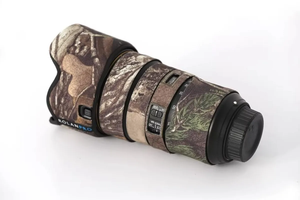ROLANPRO Lens Coat for Nikon AFS 24-70mm F/2.8E ED VR Camouflage Cover Lens Protective Sleeve Guns Clothing Photography Case