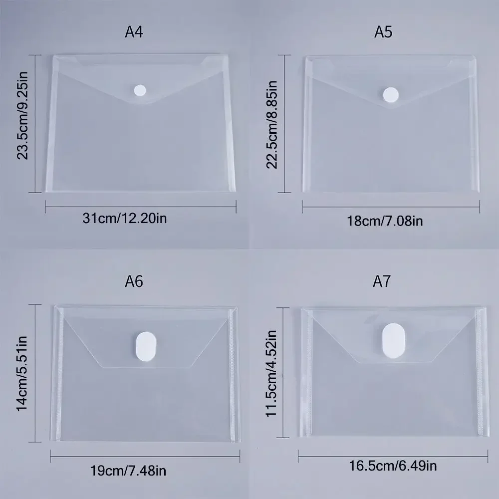 High Quality A4/A5/A7/A8 File Folder Waterproof Plastic File Bag Transparent Filling Organizer Students