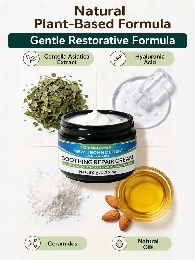 Nourishing Soothing Moisturizing Face Cream, Comfort Irritated‑Looking Skin, Support Skin Barrier Appearance, Long‑Lasting Hydration, Soft Facial Care Cream for Men Women Daily Home Skincare