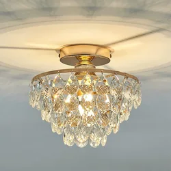 French Crystal Ceiling Light Modern Ceiling Lamps Hallway Lighting Small Chandelier Gold Black Living Room Bedroom Ambient Light