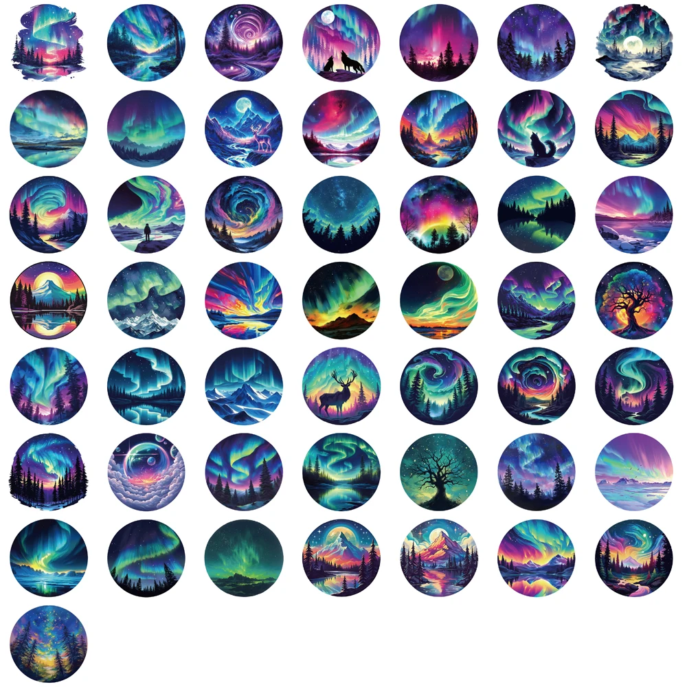 50PCS Northern Lights Art Series Graffiti Sticker Computer DIY Graffiti Laptop Luggage Waterproof Creative Notebook Stickers ﻿ image 6