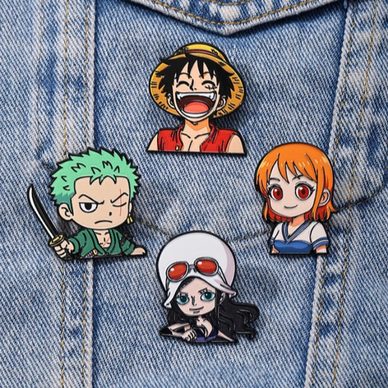 2026 New Cute Cartoon Character Brooches Set Q Version including Monkey D. Luffy Roronoa Zoro Sanji Brook Gift for Friends