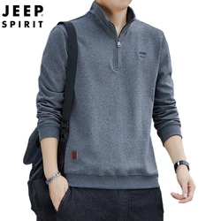 JEEP SPIRIT spring autumn stand-up collar long-sleeved men sports loose Sweatshirts casual bottoming pullover shirt clothes