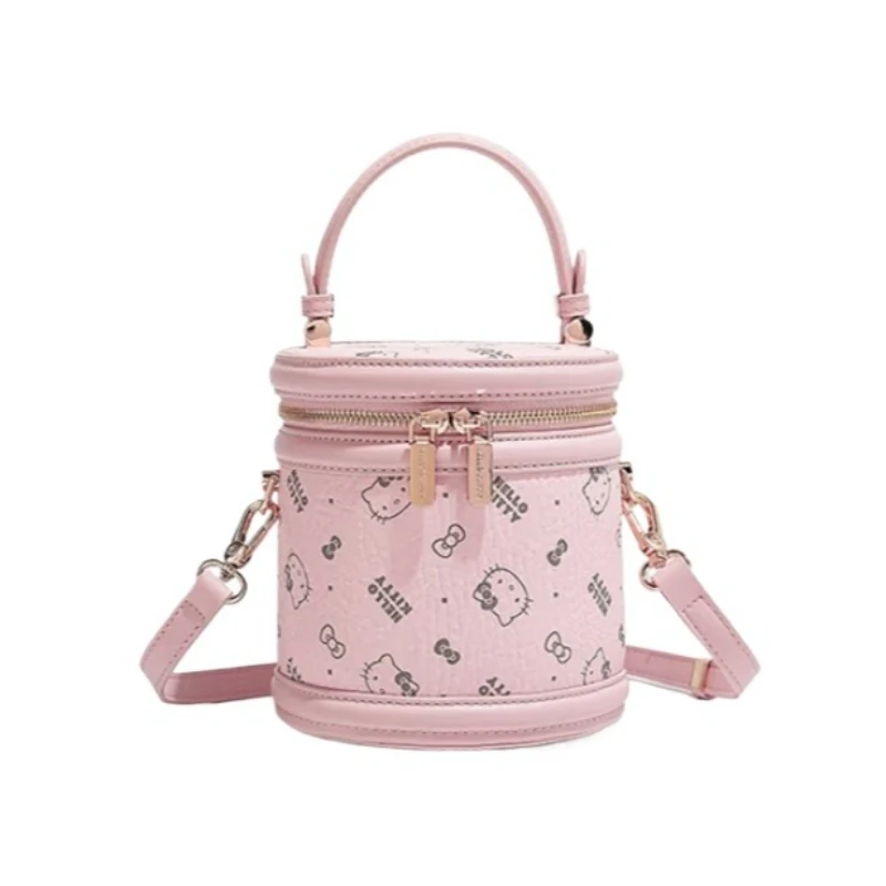 

Цилиндрическая сумка через плечо Hello Kitty для женщин, роскошная сумочка, модная повседневная сумка через плечо с милым мультяшным принтом, универсальная