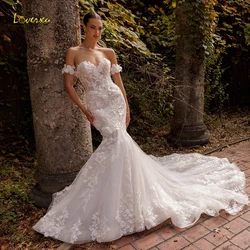 Loverxu Mermaid Elegant Wedding Dresses 2024 Strapless Detachable Sleeve Vestido De Novia Appliques 3D Flowers Robe De Mariee