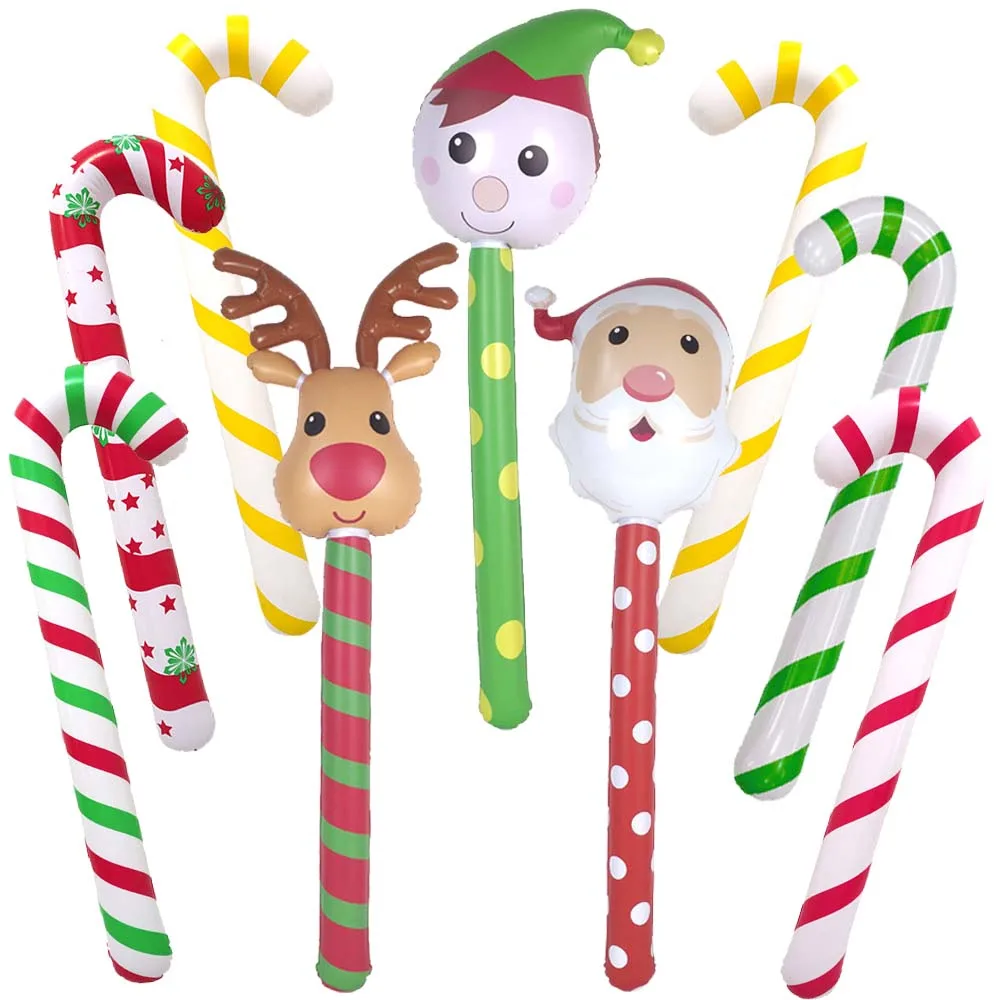 Christmas Party Inflatable Stick Cartoon Elk Santa Claus Snowman Pattern Kids Handheld Toy Merry Christmas Party Kids Favor Gift