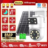 8MP 4K Solar Wirelesss IP Camera With 7800 mAh Battery Outdoor HD 4MP Dual Lens WiFi Camara Solar Panel CCTV Security tuya App