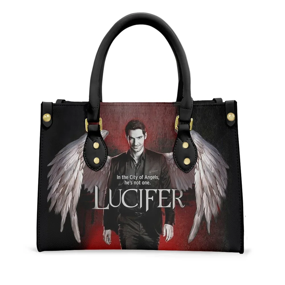 

Lucifer TV series Tote Bag Purse Lucifer Morningstar Womens Mens Text Image PU Leather Handbag Business Shopping Gift Bags