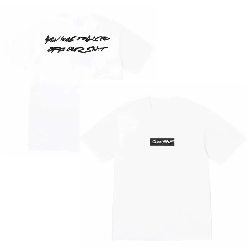 Box LogoGraffiti Artist Collaboration Short Sleeve Cursive Round Neck T-shirt Trendy Casual Top Oversized T Shirt Harajuku