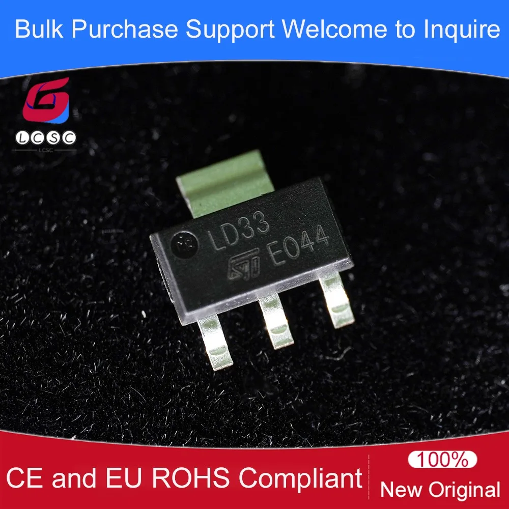 10-50Pcs/Original LD33 LD1117S33TR Linear Voltage Regulator IC Positive Fixed 1 Output 800mA 3.3V SOT-223 LDO Regulators
