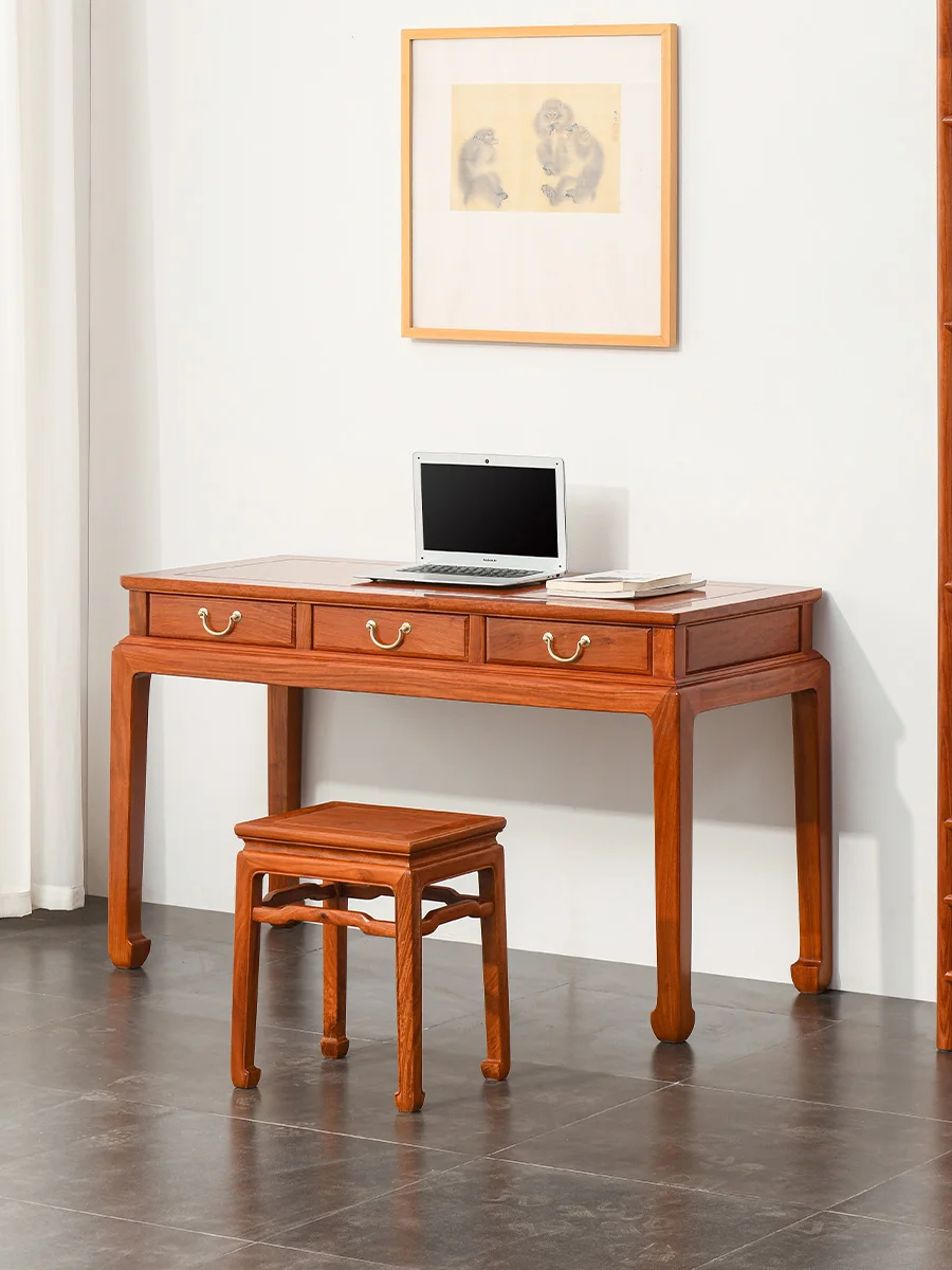 Mahogany furniture Myanmar rosewood desk student study table Chinese style desk big fruit red sandalwood study computer desk