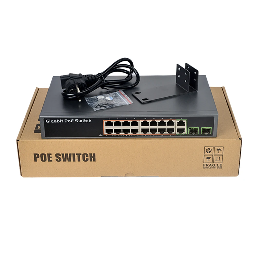 Imagem -06 - Boavision-poe Switch para Câmera ip 16 Portas 10 Mbps 100 Mbps 1000mbps Gigabit Porta Sfp Não Combo Ieee 802.3af em