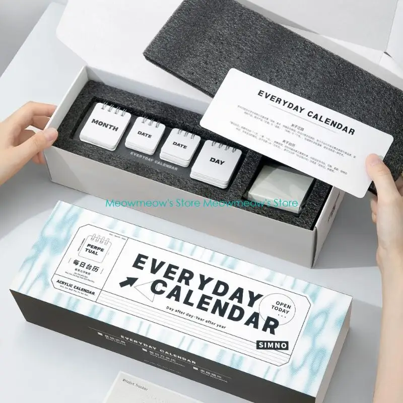 

W91A Художественный акриловый настольный вечный календарь, модное настольное украшение, подходящее для организации офиса и