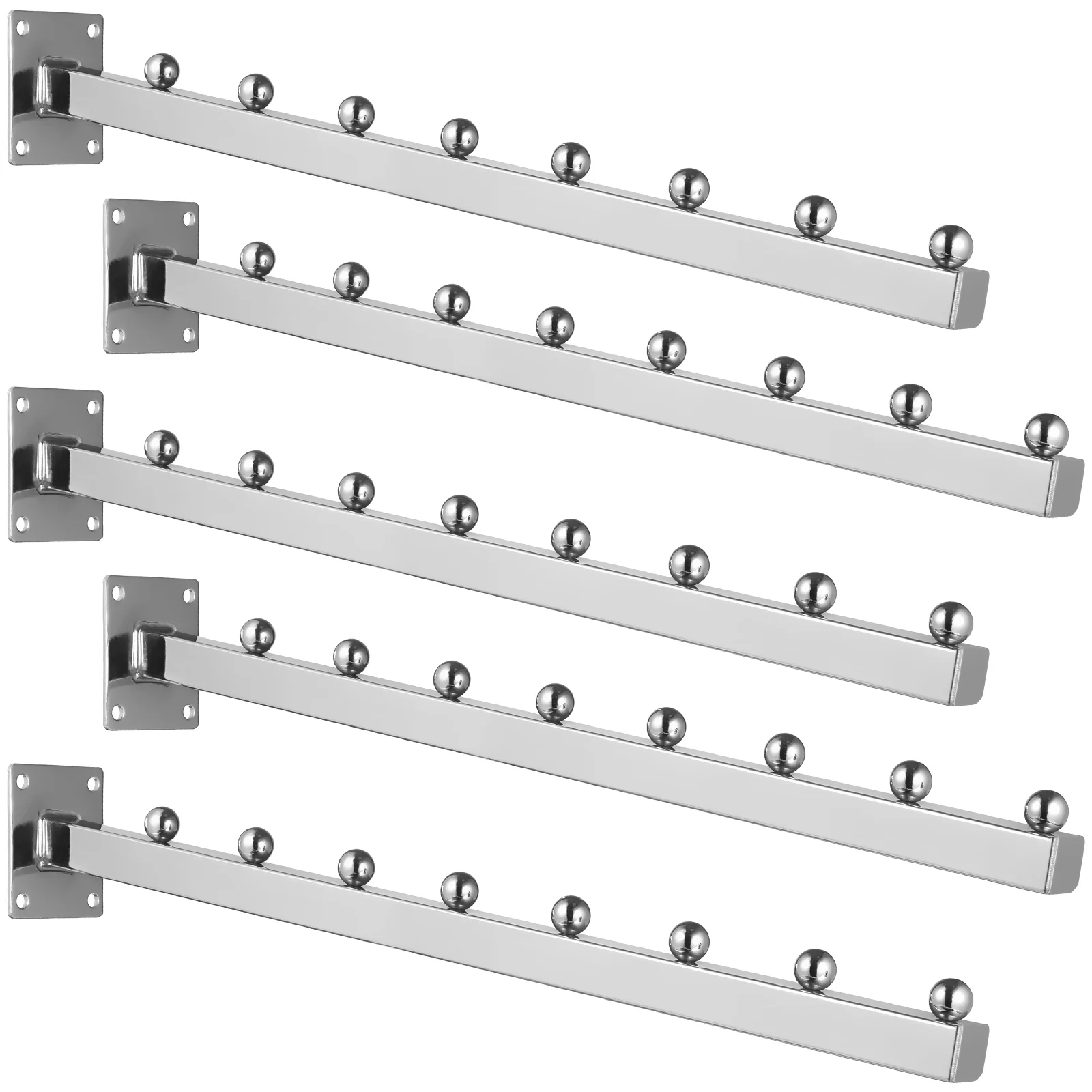 

5 Pcs Wardrobe Square Wall-mounted Beaded Display Hooks 5-pack (40cm Clothes Rack Iron Laundry Room Organization