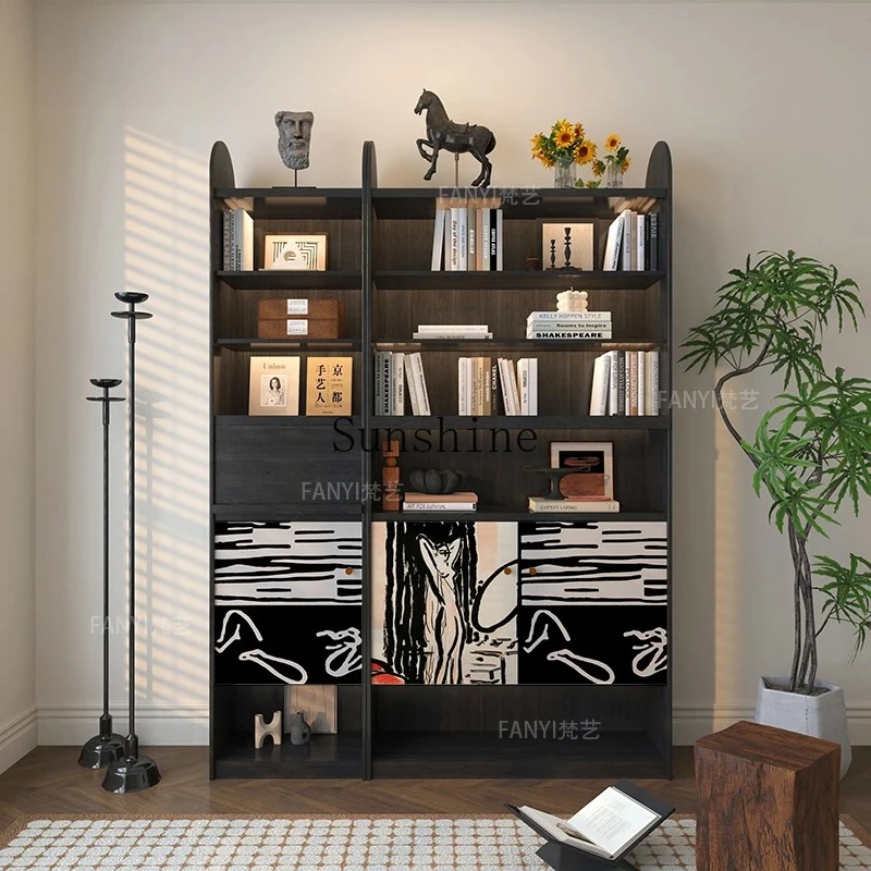 

Living room French retro solid wood magazine storage display bookcase Free combination bookshelf