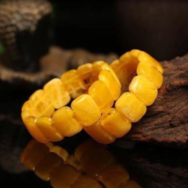 New Beeswax Amber Bracelet, Hand Bracelet, Men's and Women's Bracelets, Fashionable and Versatile Accessories