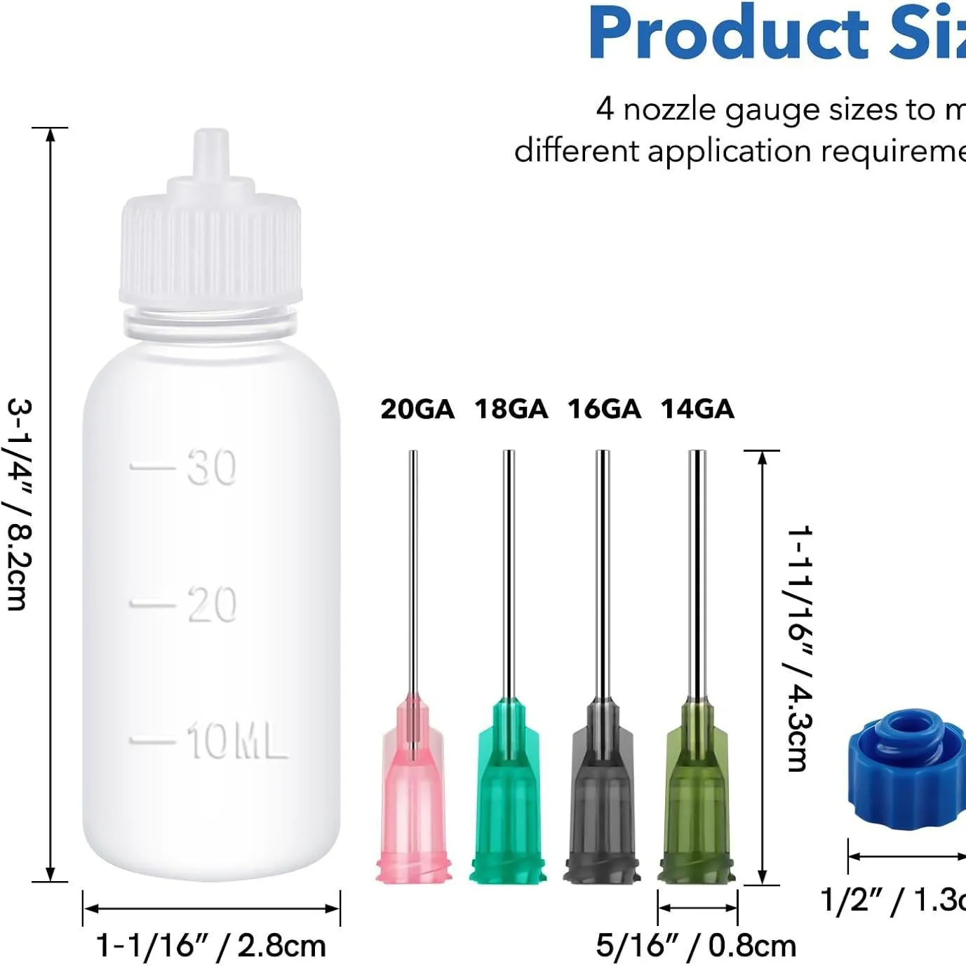 6sets Glue Applicator Bottles, 30ml Plastic Squeezable Dropper Bottles with Blunt Needle Tip for Glue,Paint Quilling Craft, Oil