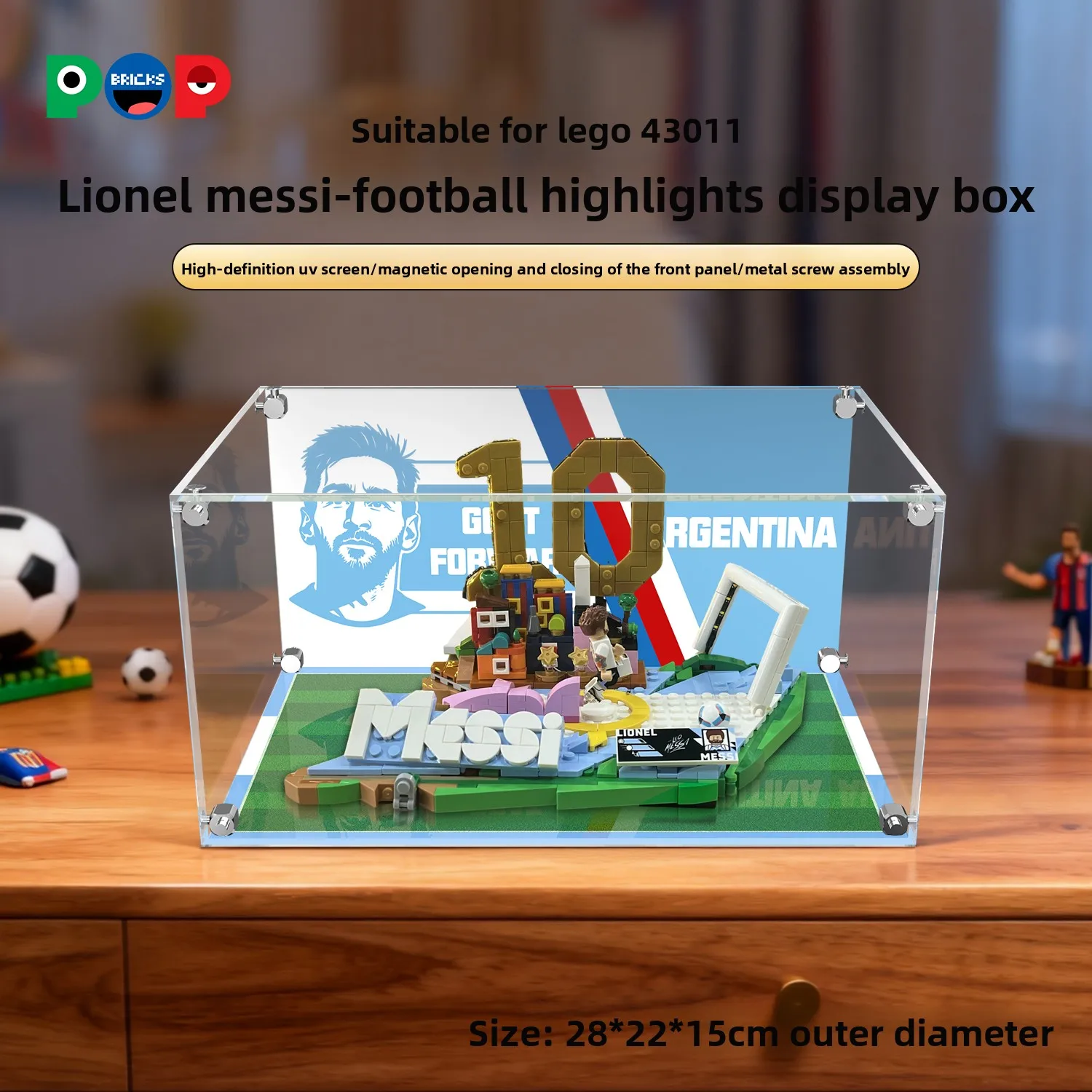 Suitable for LEGO 43011 Messi Classic Goal Instant Building Bricks Acrylic Display Box Transparent Dust Cover