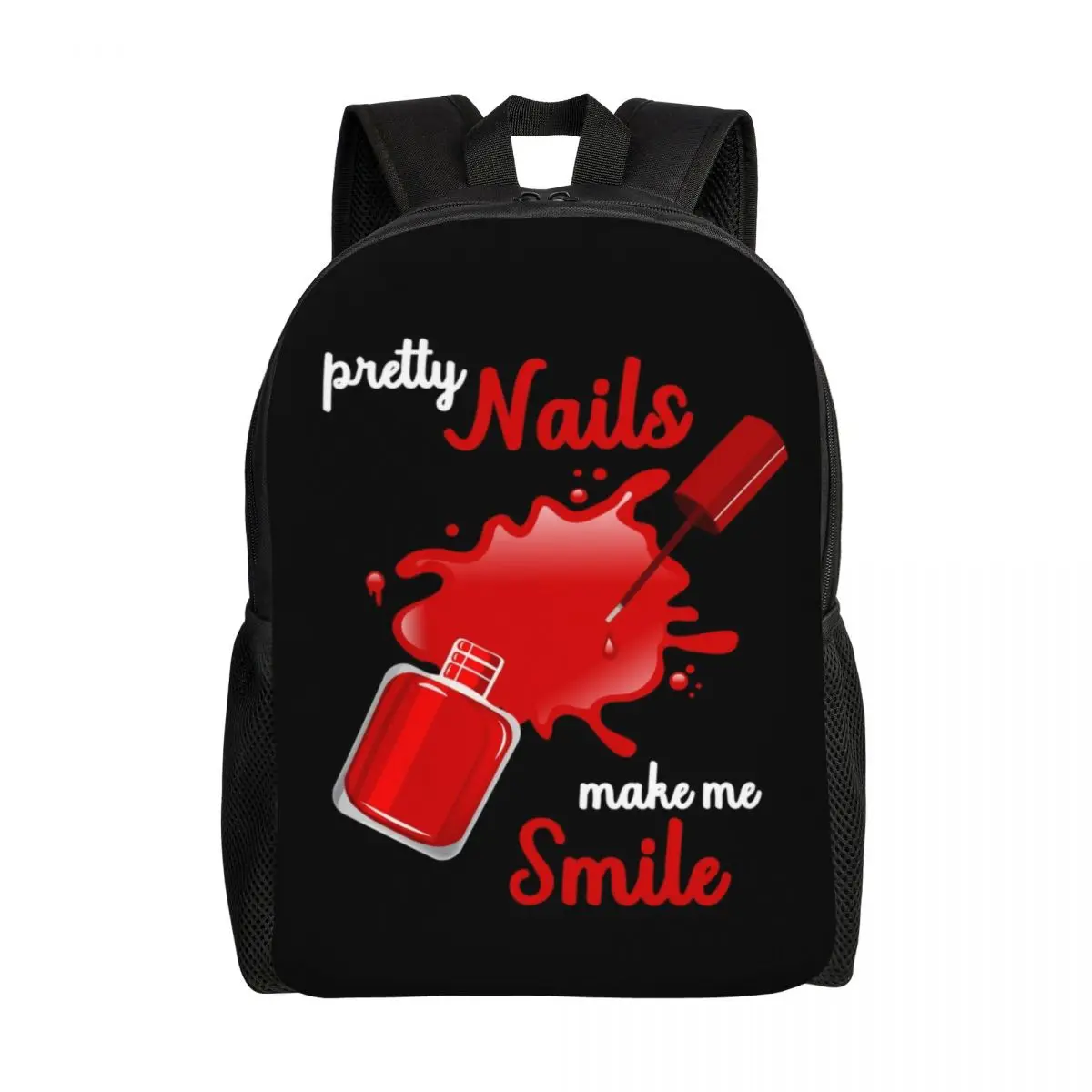 

Pretty Nails Make Me Smile Travel Backpack Men Women School Laptop Bookbag Nail Polish College Student Daypack Bags
