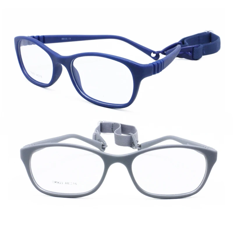 Kids Prescription Eyeglasses Unique Shape TR90 Bendable Safety Frame with Elastic Strap for Girls Retail Sales 903
