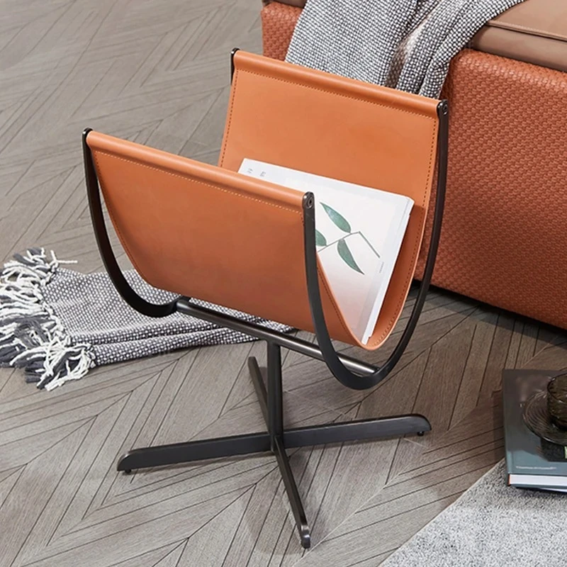 

Lightweight Luxury Saddle Leather Removable Side Table Mobile Living Room Creative Simple Stainless Steel Corner Table