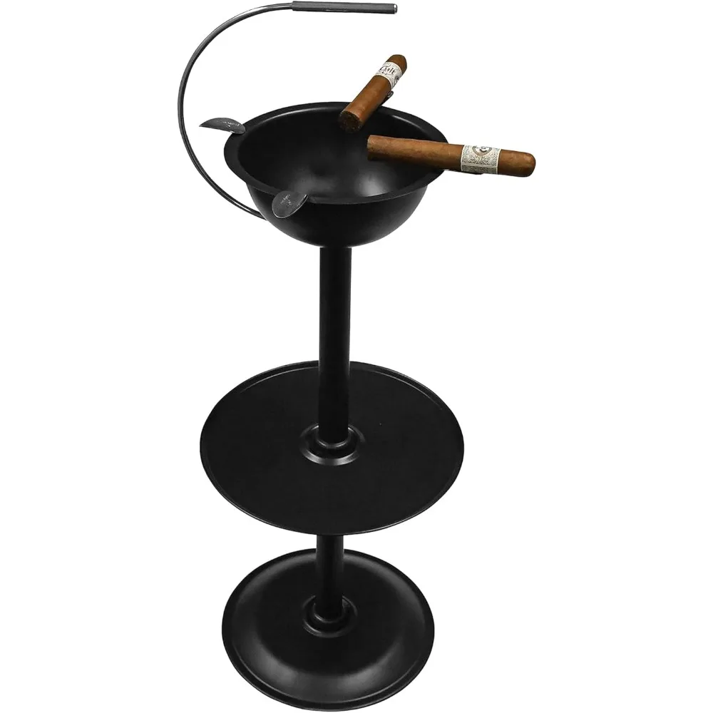 

Tall Windproof Cigar Ashtray with Accessory Tray Carry Handle Deep Removable Bowl Heat Resistant Easy Clean