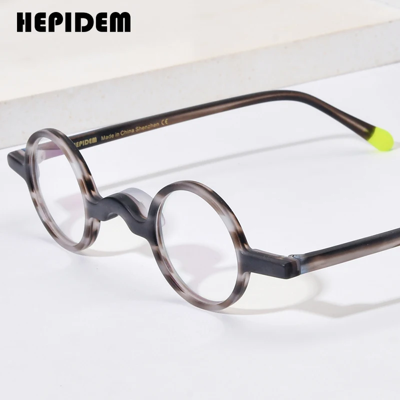 

HEPIDEM Matte Acetate Glasses Men Small Round Eyeglasses 2023 New Women Retro Spectacles Eyewear H9266