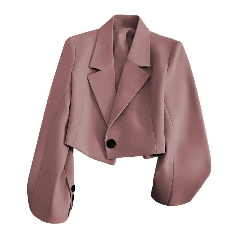 Women Suit Coat Formal Business Style Slim Short Long Sleeves Cardigan Single Button Closure OL Commute Jacket