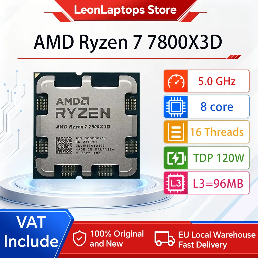 PROCESADOR AMD Ryzen 7 7800X3D R7 7800X3D 5,0 GHz 8-Core 16-Thread CPU procesador 5nm 96M Socket AM5 placa base… — oferta en AliExpress