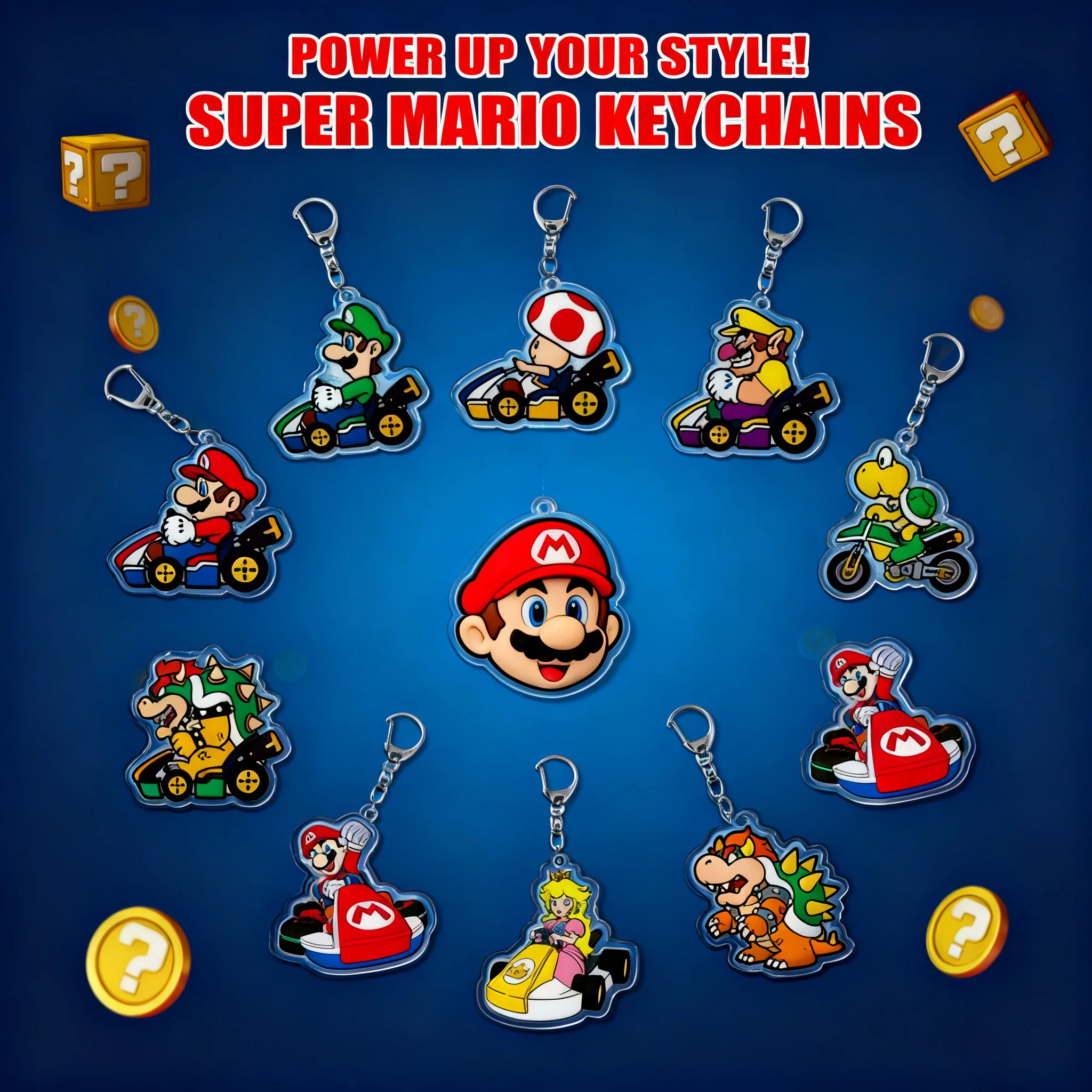 

Super Mario Acrylic Keychain Cartoon Figure Super Mario Pendant Layered Design Cute Character Keyring Gift for Fans