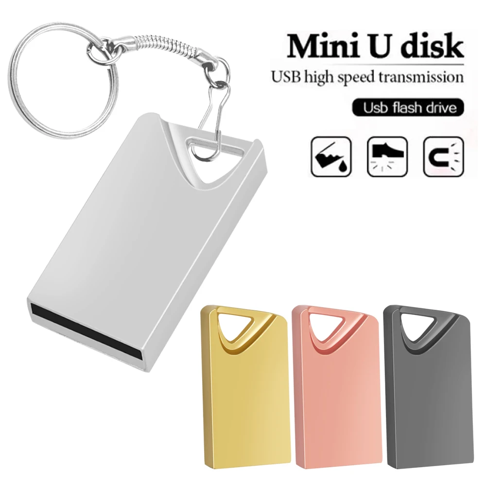 

USB 2.0 Mini Metal USB Flash Drive 8GB 16GB 32G pendrive waterproof High speed Memory Stick With Key Chain Creative Gift U Disk