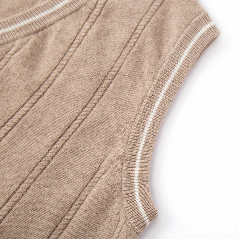 Autumn and Winter New Men's V-neck Pure Wool Sleeveless Knitted Vest, Pullover, Camisole, Versatile Sweater, Vest view 6