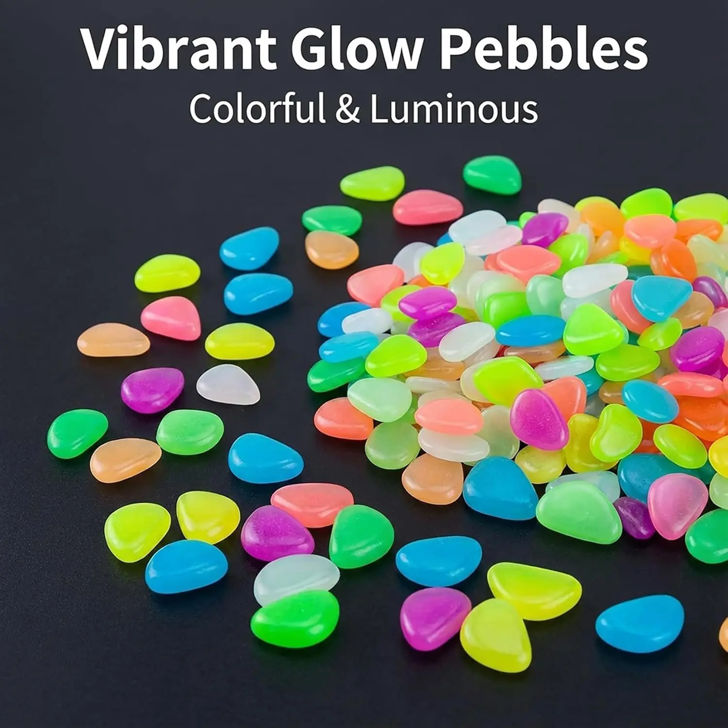100pcs Mixed Color Glow in The Dark Pebbles Resin Luminous Stones for Fish Tank Aquarium Garden Pathway Patio Yard Decor
