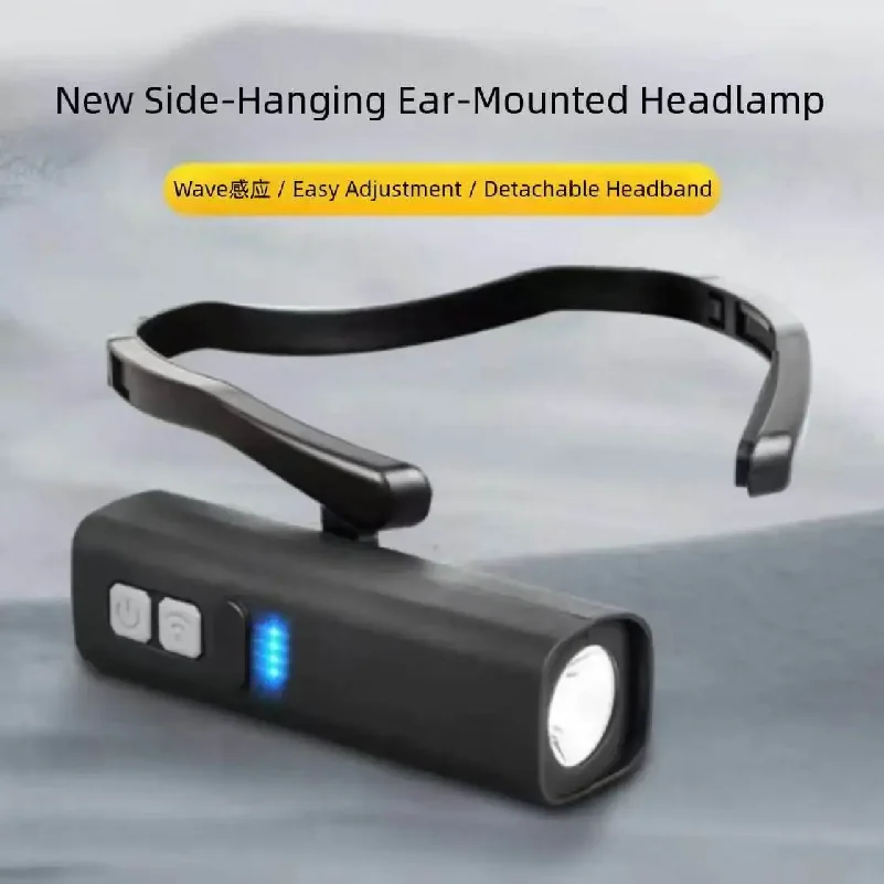 Rechargeable Waterproof Ear Clip Headlamp Bright LED Headlight for Fishing Hiking Running Cycling