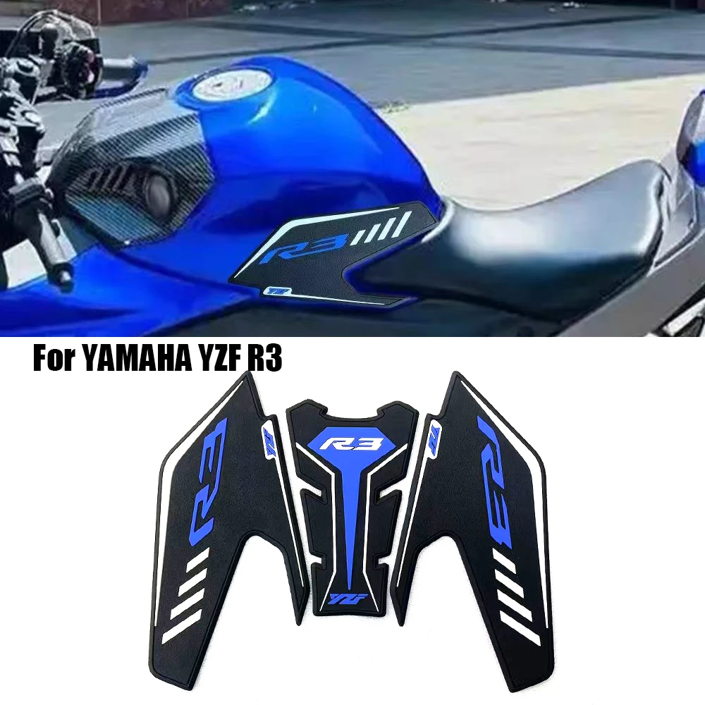 

For YAMAHA YZF R3 Tank Pad Side Grips Gas Fuel Oil Kit Knee Stickers Decals Protector 2019-2024