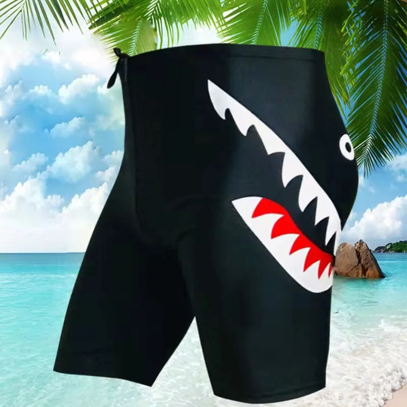 (XL-3XL) męska Shark kąpielówki długie dna szybkie suche elastyczne pięciopunktowe kąpielówki plaża strój kąpielowy gorąca wiosna stroje kąpielowe