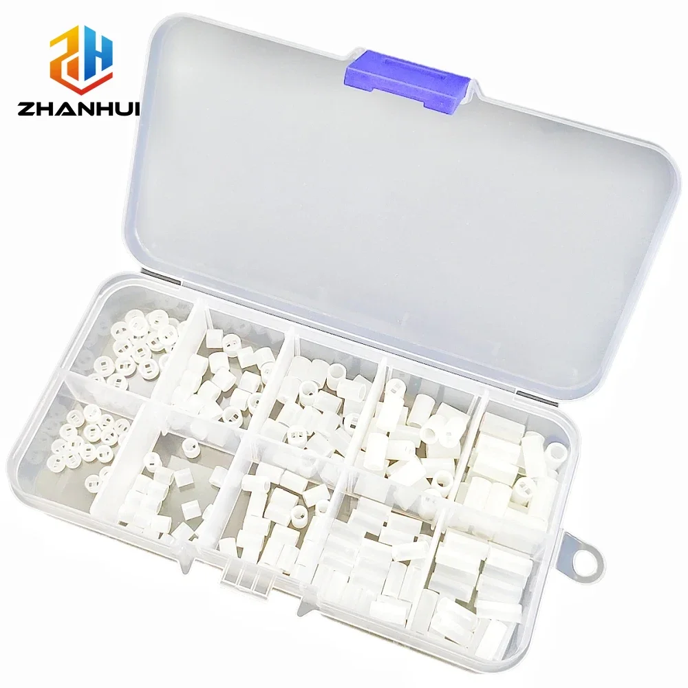 200pcs M3 M5 Nylon Hollow Spacer Standoff Round Plastic LED Isolation Washer Kit 2/4/6/8/10mm PCB Board Support Column