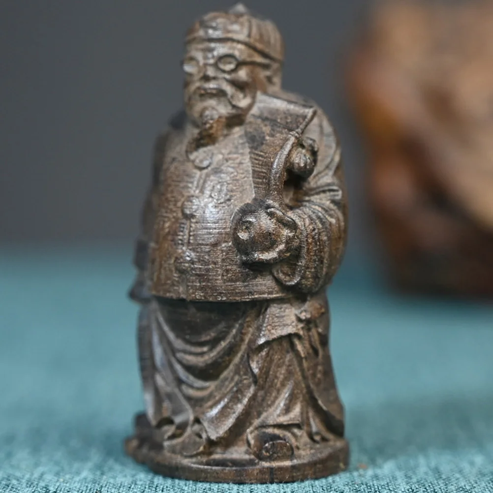 

Wooden Carving Craft Chinese Rich Man Design Desktop Decor Adorn Lifelike Sculpture Agalloch Material For Office Home