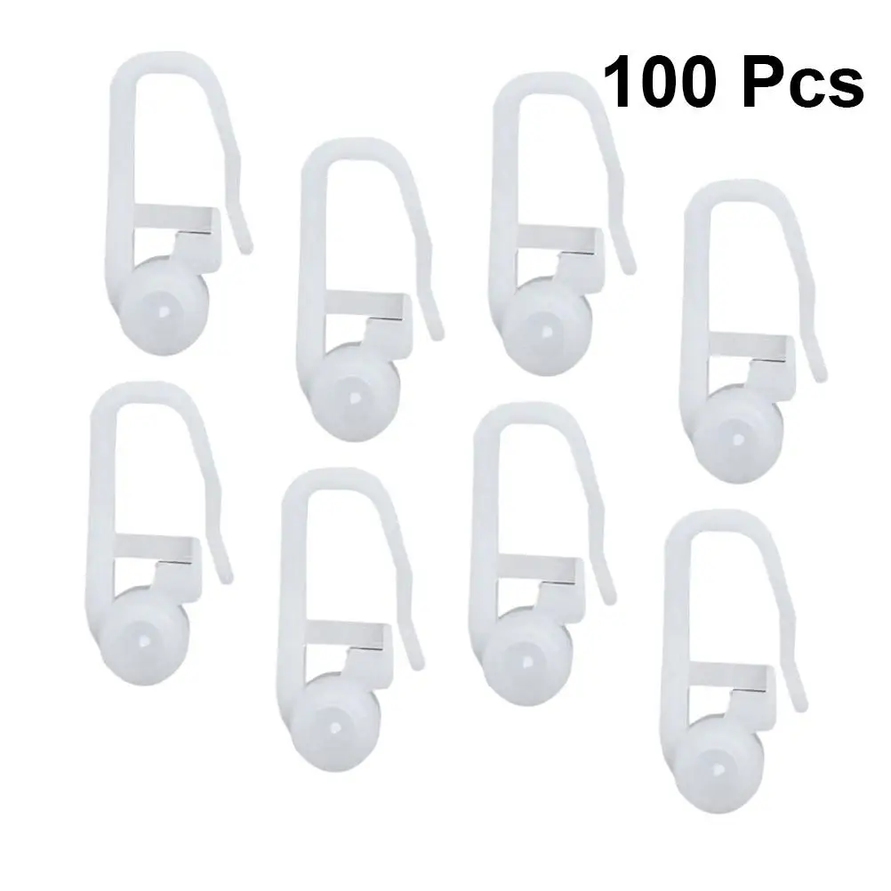 100 White Shower Curtain Rings Drapes Blinds Sheer Sliding Universal Roller Hooks Easy Install Plastic Smooth Movement