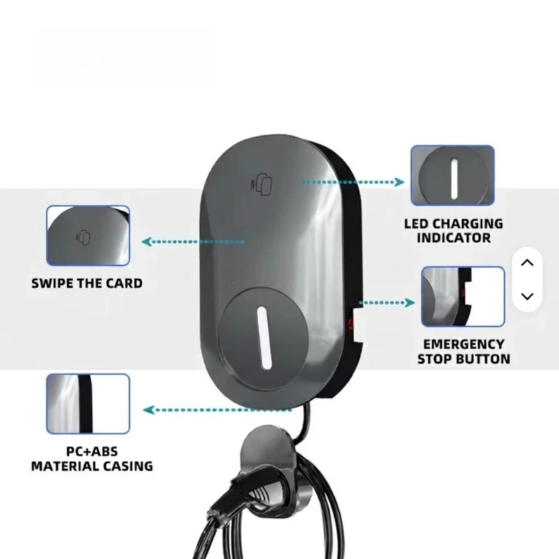 7kW  Charger Type 2 AC EV Charging Pile 32A Wall-mounted Electric Car Charger Station for Residential Parking