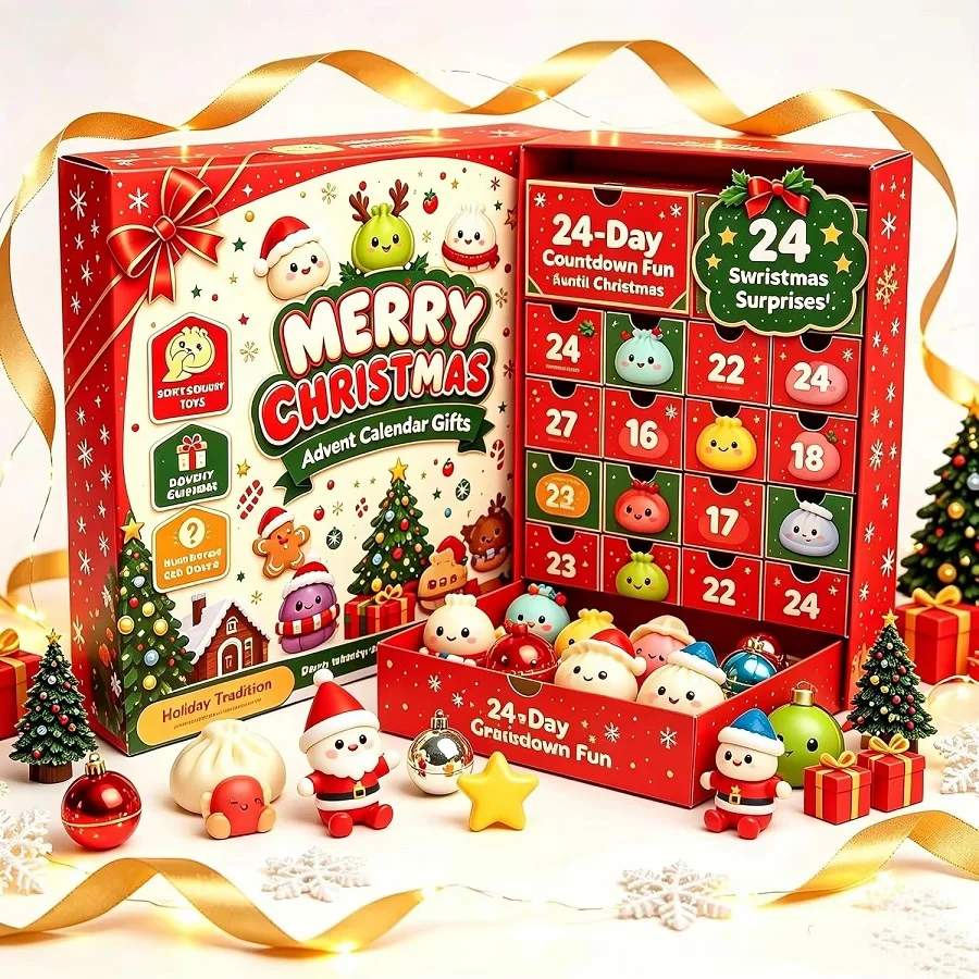 2027 Christmas 'Countdown Calendar 3D Decor /;Fidget Doll Advent;; Calendar Surprise Box Stress Relief Toy New Year Holiday Gift
