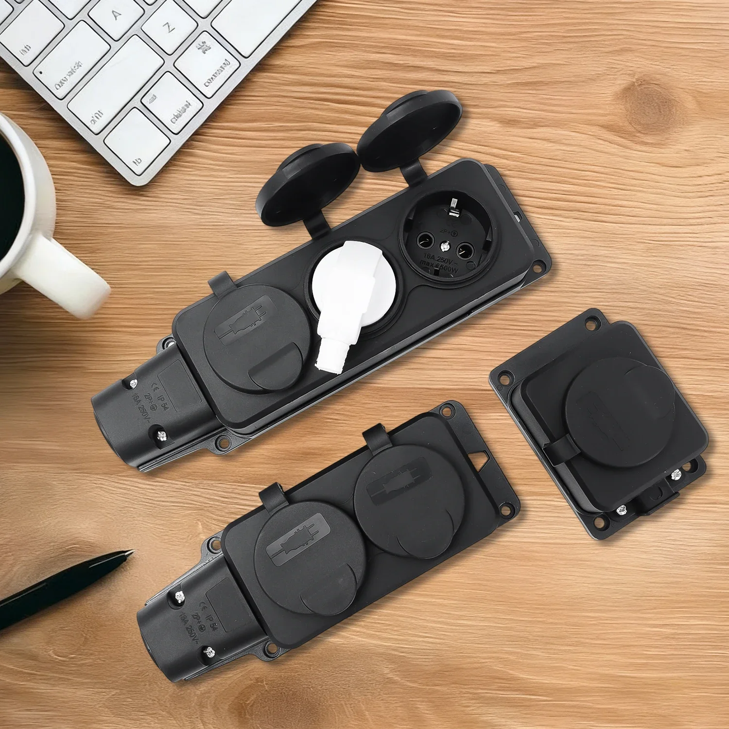 المقبس الأوروبي صناعة مقاومة للماء مقبس الطاقة مع غطاء للمطر 1/2/3-موقف منفذ موصل حديقة في الهواء الطلق الكهربائية 16A #6