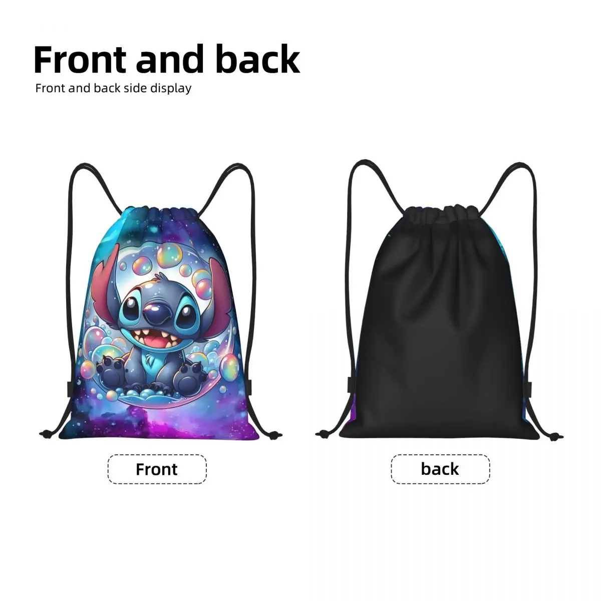 مخصص الكرتون ليلو وستيتش الرباط على ظهره النساء الرجال الرياضة الصالة الرياضية Sackpack طوي Kawaii أنيمي حقيبة تدريب كيس