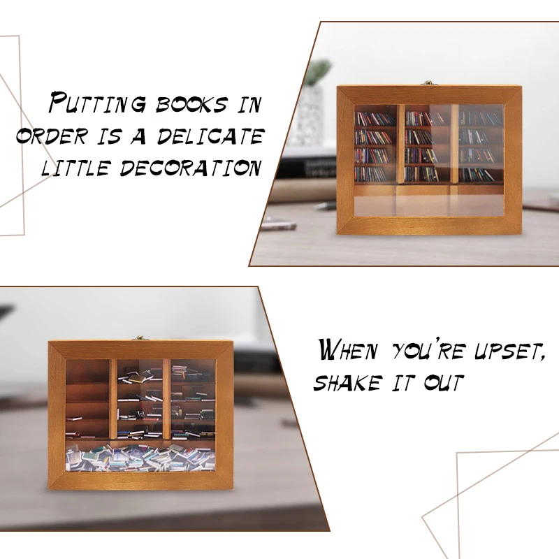 Linderung Angst Bücherregal Ornament mit Buch Stress abbau Miniatur Holz Bücherregal schütteln Sie Ihre Angst kreative Geschenk