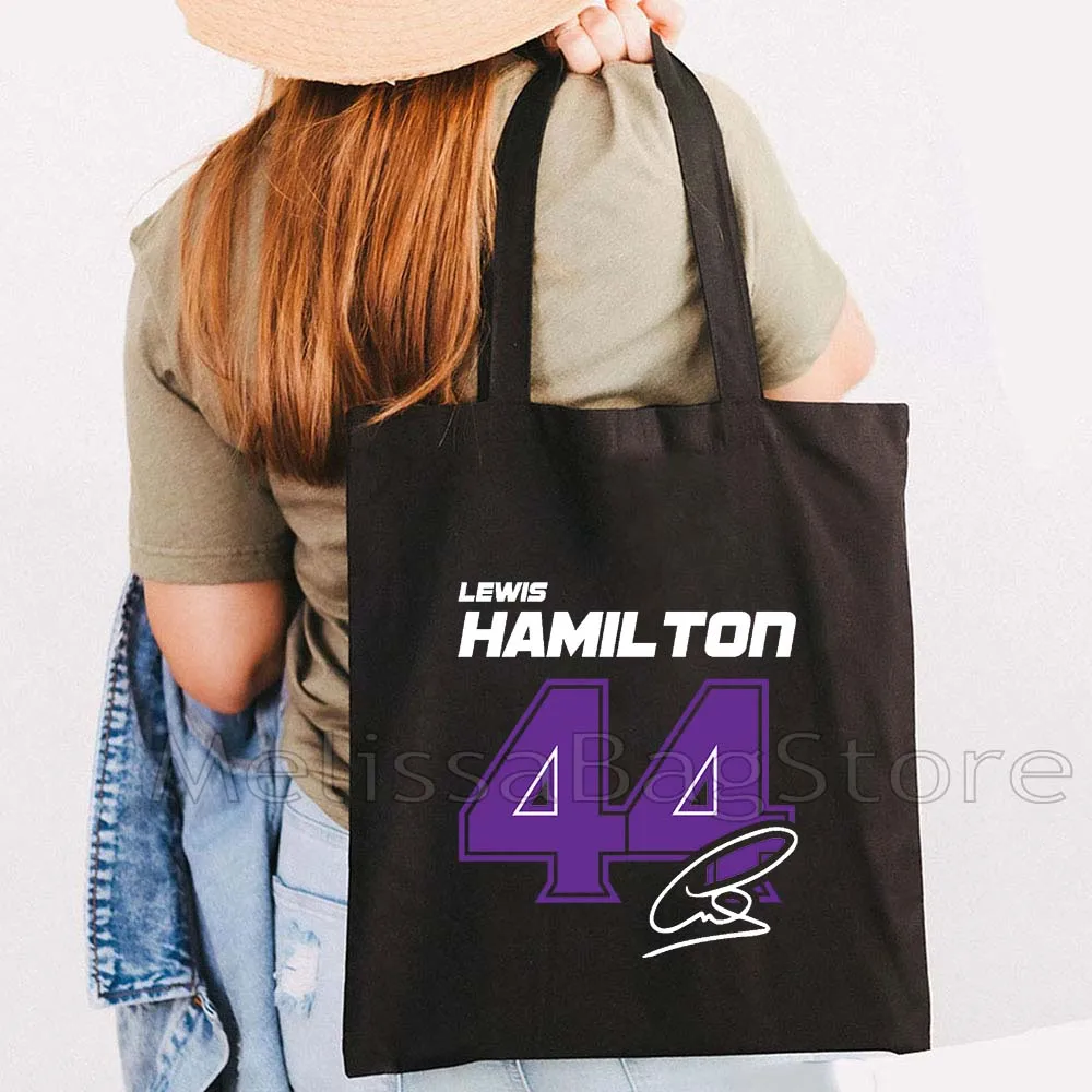 F1 Формула 1 Чиби Льюис Хэмилтон 44 Крутой гоночный гонщик Спортивный автомобиль Гордость Шлем Флаг Великобритании Холст Большая сумка Хлопковая сумка-шоппер Эко-сумка