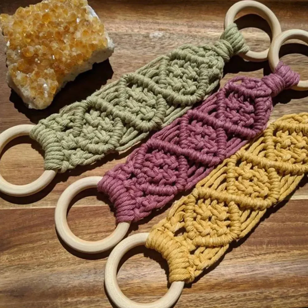 Macrame Towel Holder Ring, Macrame Handmade Knit Hanging Kitchen Towel Holder