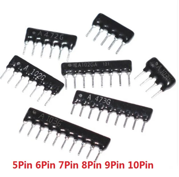 20pcs 4.7K/470R/100K/1K/330R/10K Ohm A07-472/471/104/102/331/103/j/g Reistance 7PIN Network Resistor